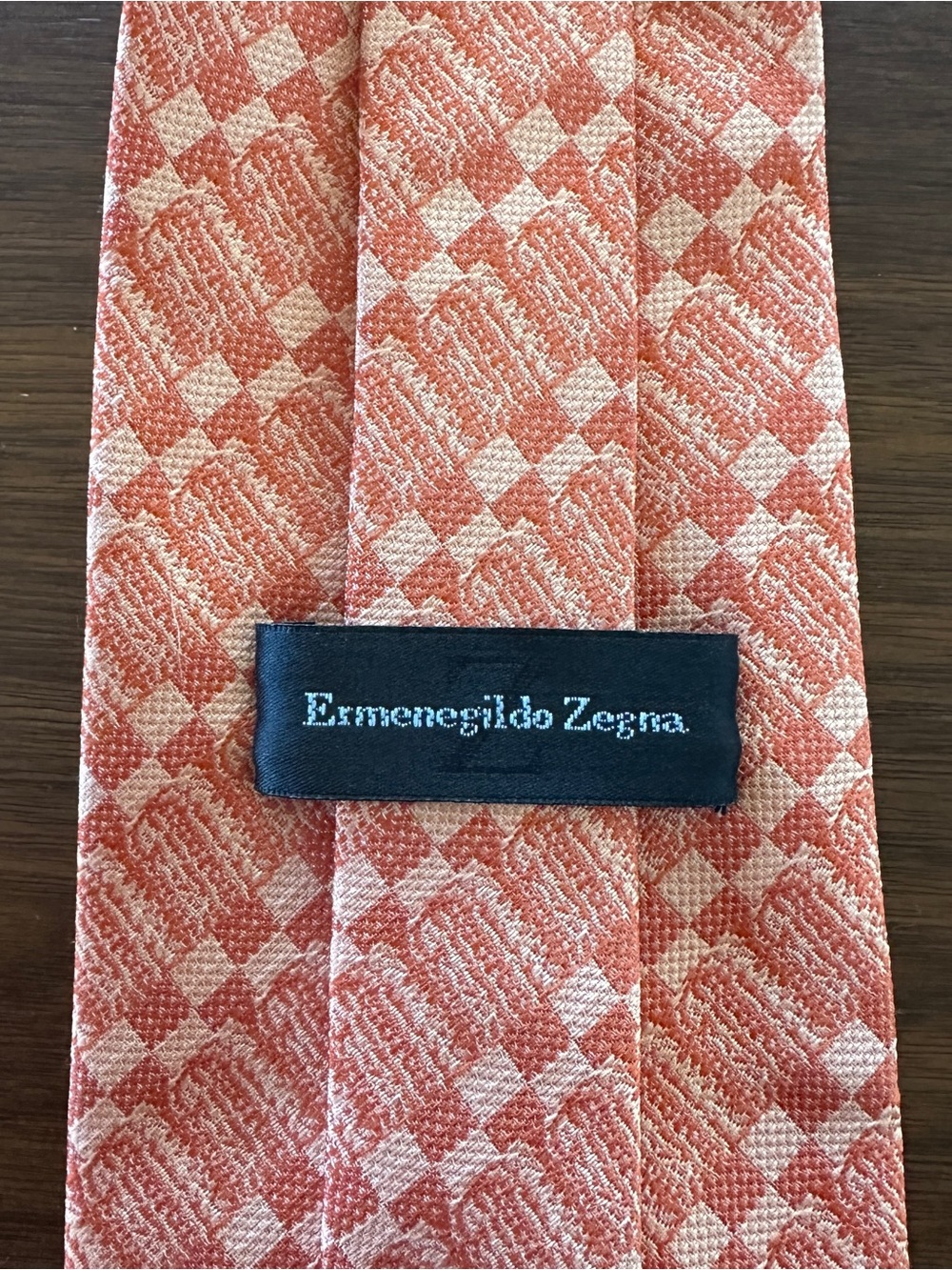 Ermenegildo Zegna Peach and Cream Geometric Silk Tie
